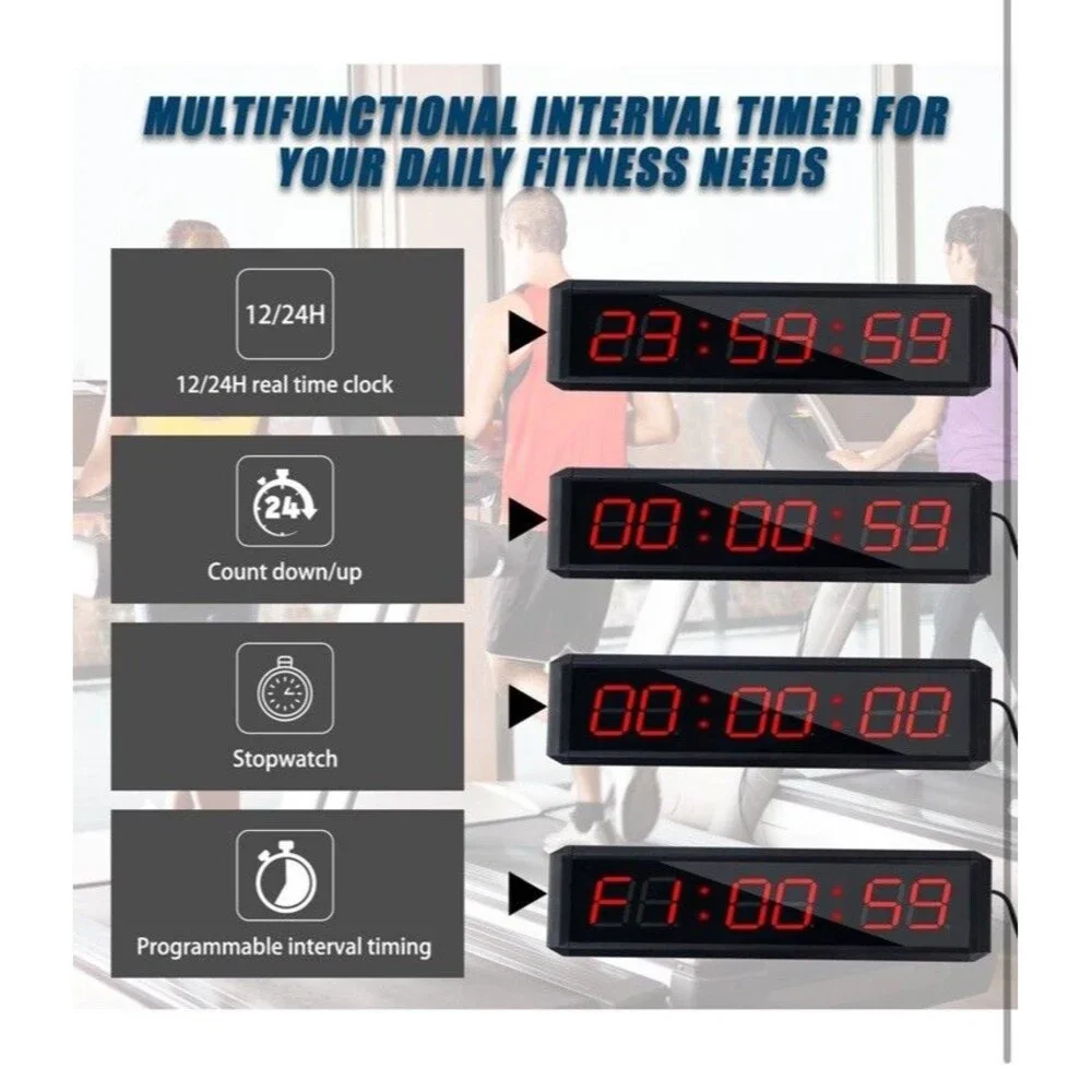 Fitness Timer with Stopwatch Button & Remote for School Exam Home Exercise Gym